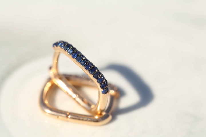 Dikdörtgen Safir Küpe - REİS